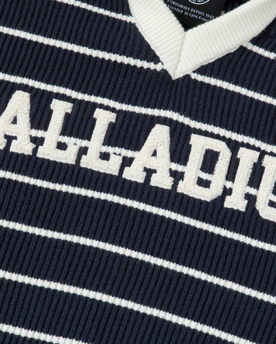 1912852-571 | WOMEN'S DROPPED SHOULDERS STRIPED HOODED KNITWEAR | BU/BK/WT