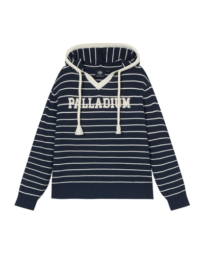 1912852-571 | WOMEN'S DROPPED SHOULDERS STRIPED HOODED KNITWEAR | BU/BK/WT