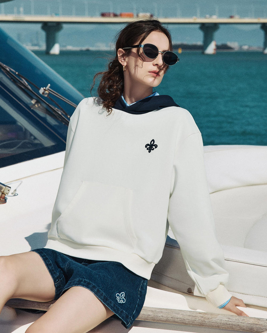 1912857-262 | WOMEN'S IRIS LOGO COLOR BLOCKS HOODIE | MARSHMALLOW