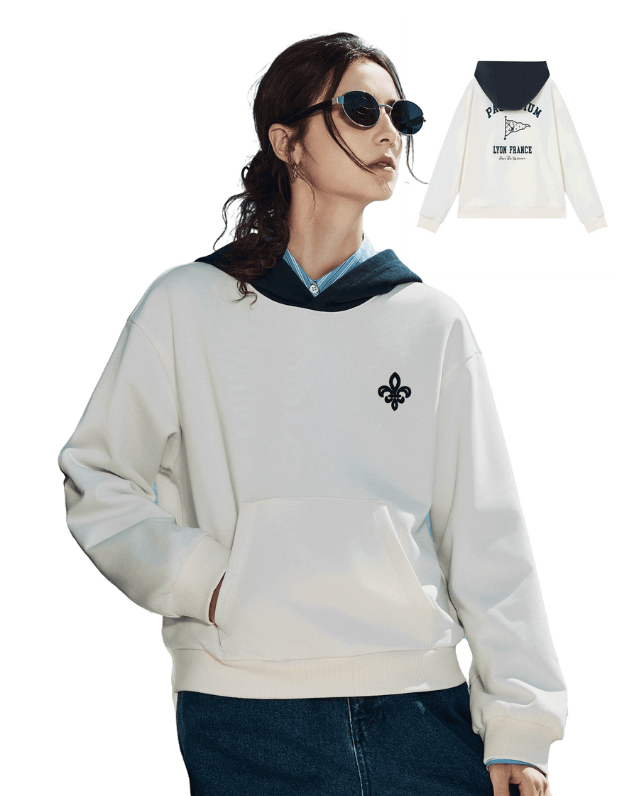 1912857-262 | WOMEN'S IRIS LOGO COLOR BLOCKS HOODIE | MARSHMALLOW