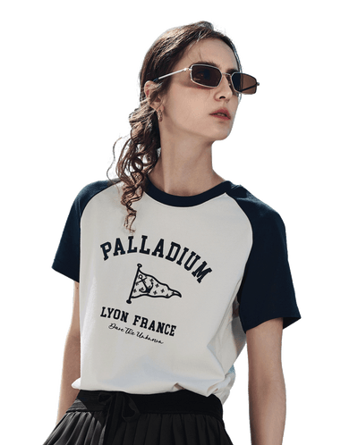 1912858-262 | WOMEN'S VOYAGE PRINTED COLOR BLOCKS COTTON T-SHIRT | MARSHMALLOW