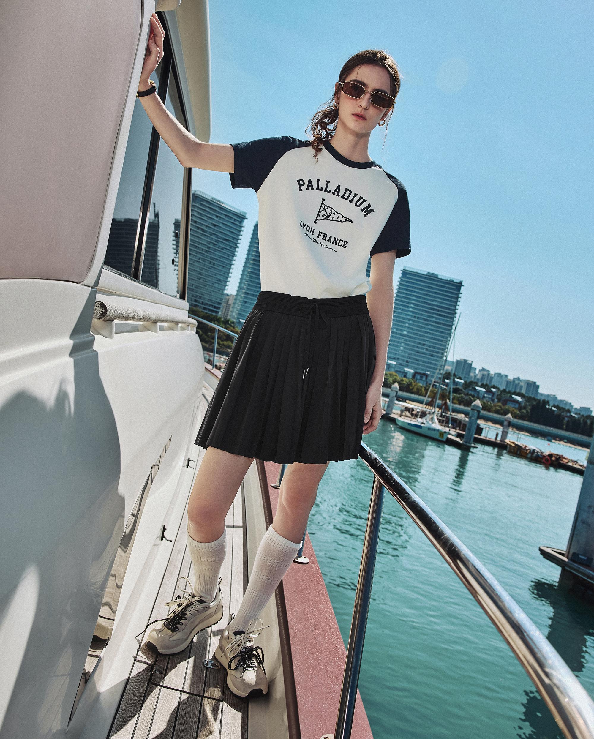 1912858-262 | WOMEN'S VOYAGE PRINTED COLOR BLOCKS COTTON T-SHIRT | MARSHMALLOW