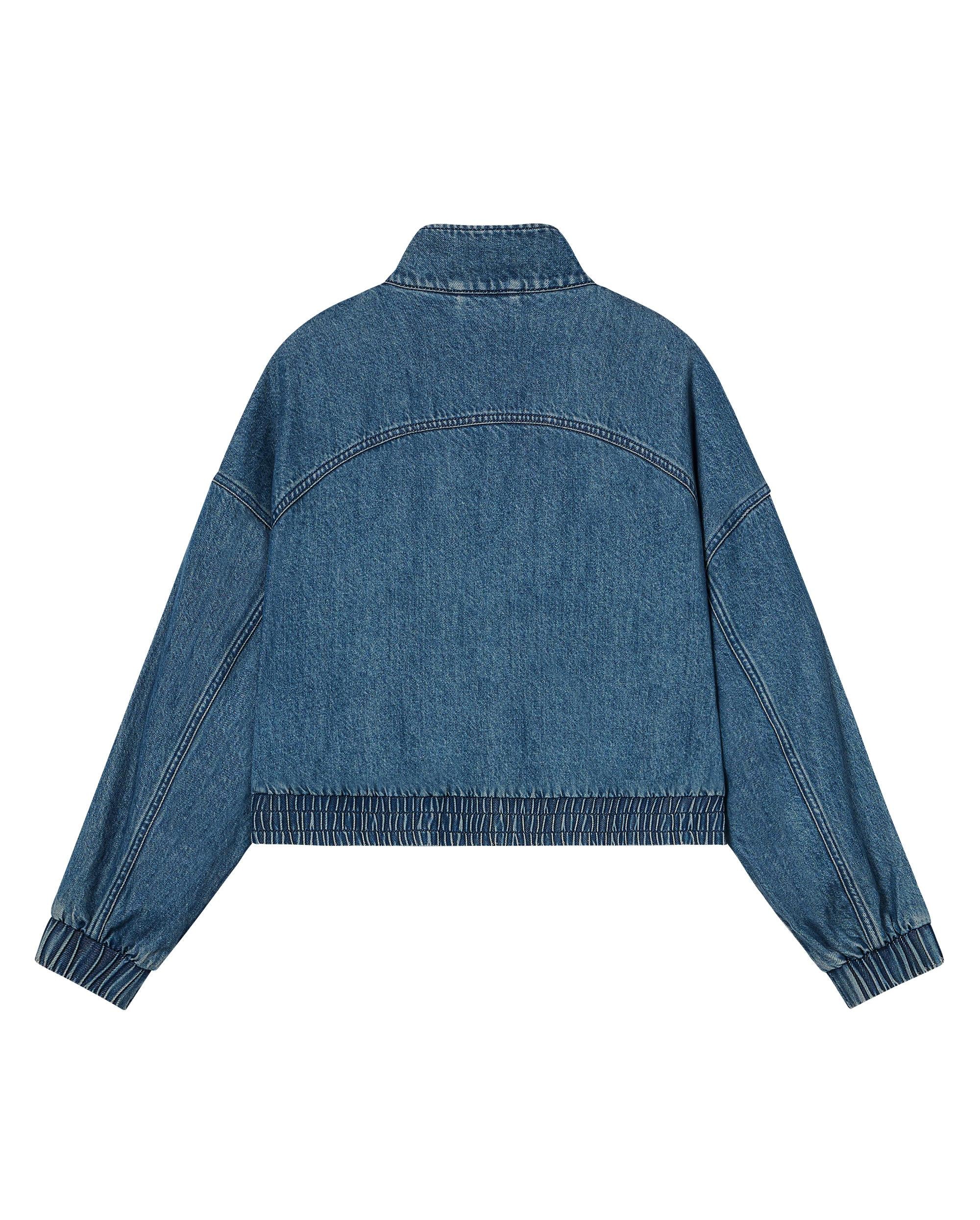 1912869-481 | WOMEN'S SIDE STRIPE LOOSE FIT CROPPED DENIM JACKET | VINTAGE INDIGO