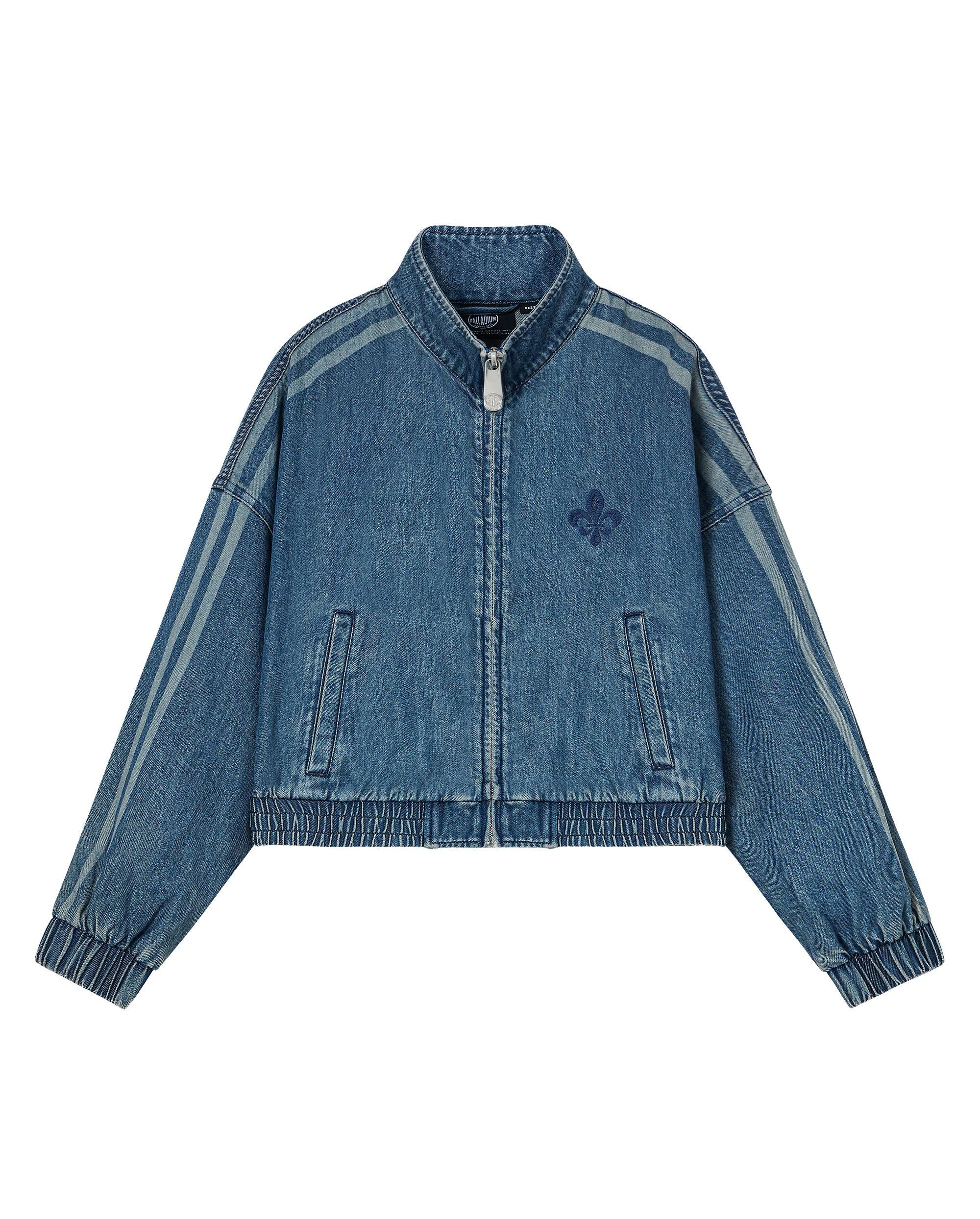 1912869-481 | WOMEN'S SIDE STRIPE LOOSE FIT CROPPED DENIM JACKET | VINTAGE INDIGO