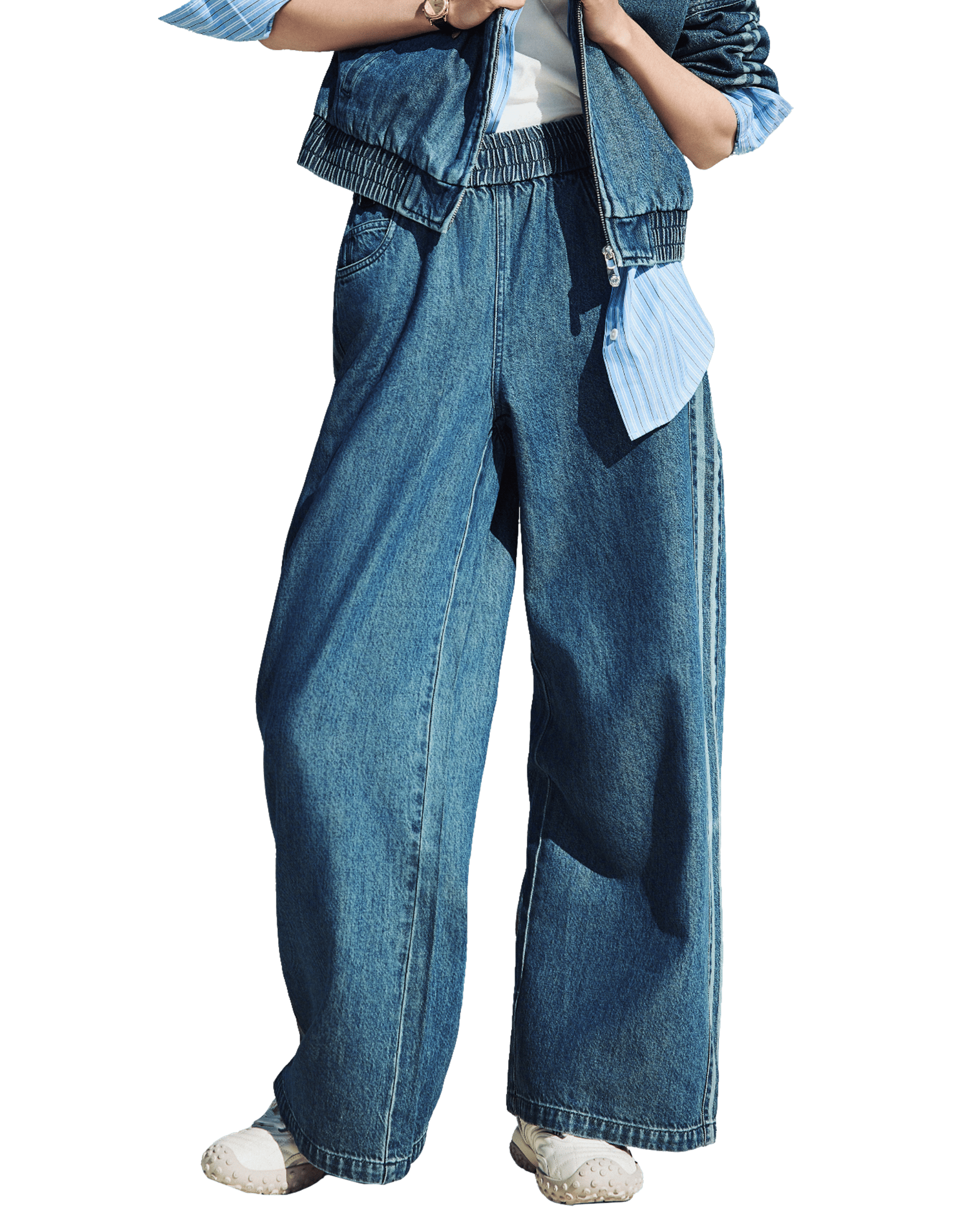 1912873-481 | WOMEN'S VINTAGE SIDE STRIPED WIDE-LEG JEANS | VINTAGE INDIGO