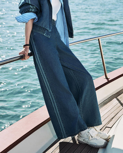1912873-481 | WOMEN'S VINTAGE SIDE STRIPED WIDE-LEG JEANS | VINTAGE INDIGO