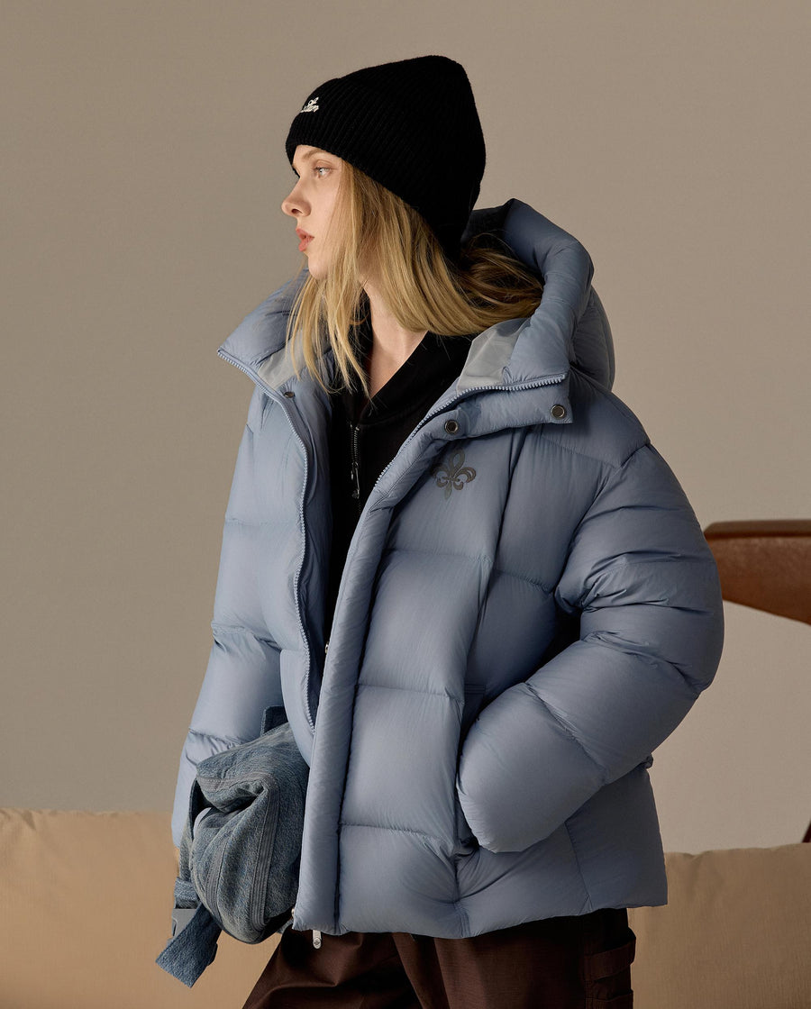 1912901-417 | WOMEN'S IRIS LOGO HOODED DOWN JACKET | RAIN WASHED