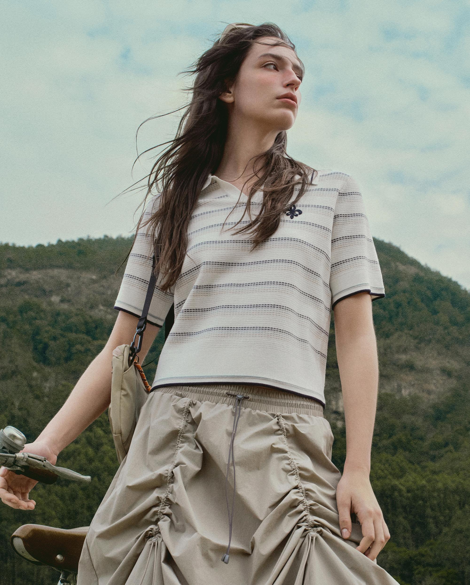 1913032-919 | WOMEN'S IRIS LOGO STRIPED POLO KNITWEAR | WT/BU/HK