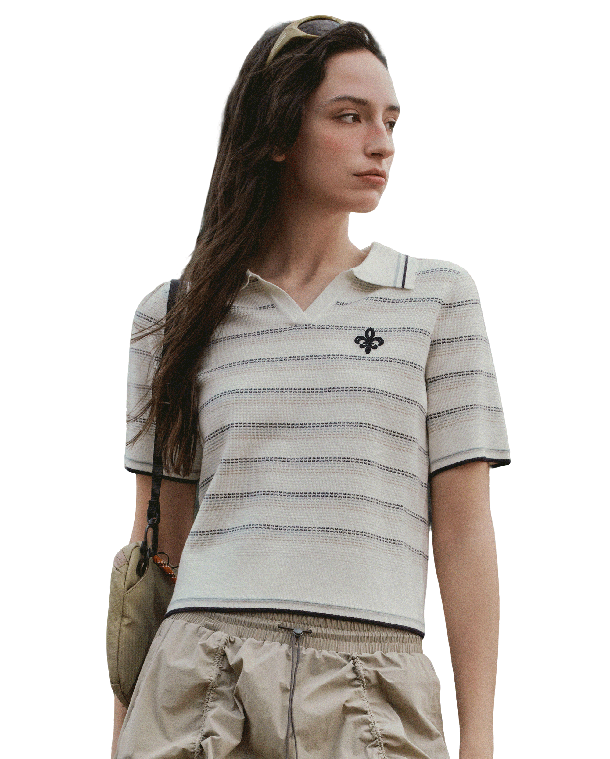 1913032-919 | WOMEN'S IRIS LOGO STRIPED POLO KNITWEAR | WT/BU/HK