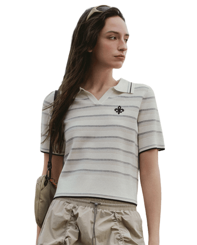 1913032-919 | WOMEN'S IRIS LOGO STRIPED POLO KNITWEAR | WT/BU/HK