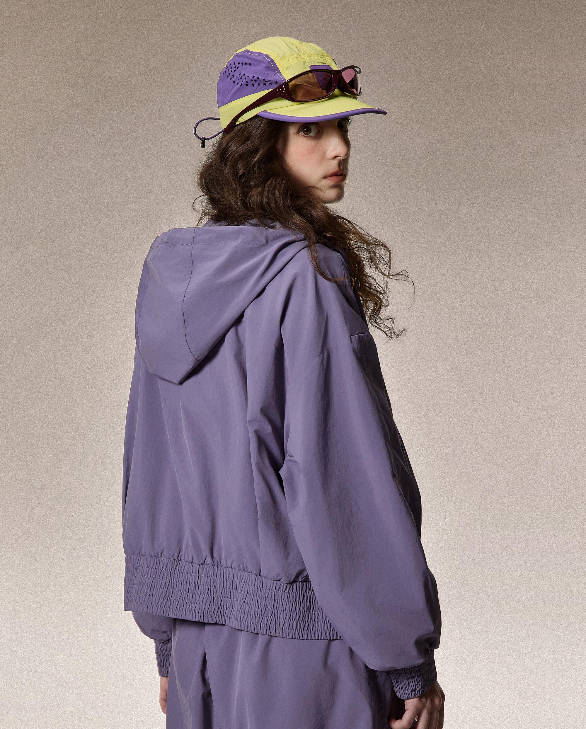 1913588-586 | WOMEN'S LOGO LOOSE FIT SIDE STRIPED HOODED JACKET | CADET