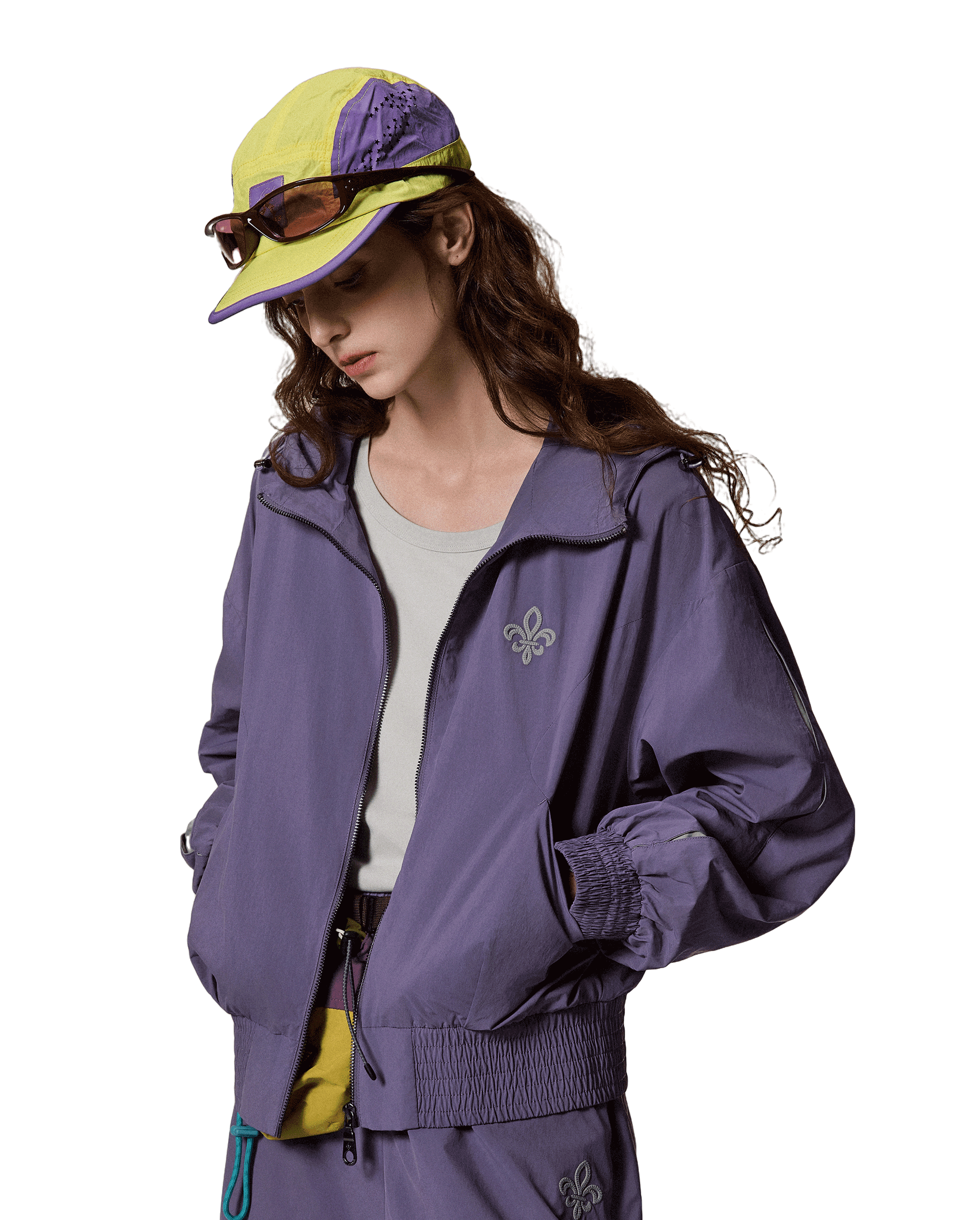 1913588-586 | WOMEN'S LOGO LOOSE FIT SIDE STRIPED HOODED JACKET | CADET