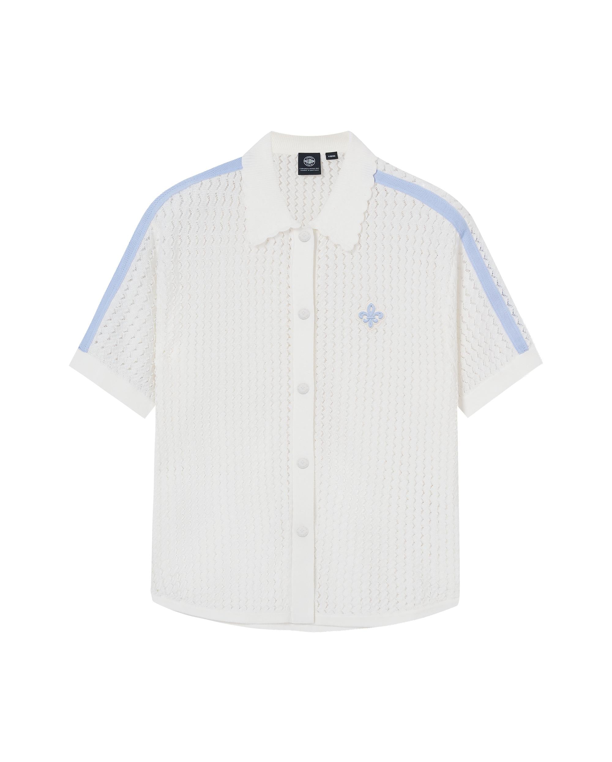 1913601-262 | WOMEN'S IRIS LOGO SIDE STRIPED KNITTED SHIRT | MARSHMALLOW