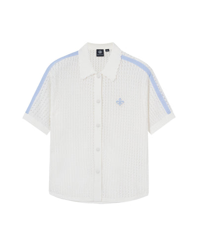 1913601-262 | WOMEN'S IRIS LOGO SIDE STRIPED KNITTED SHIRT | MARSHMALLOW