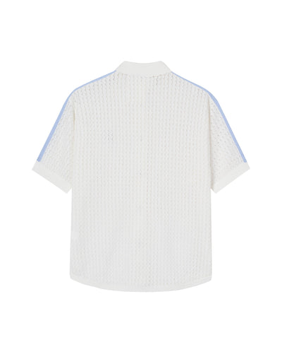 1913601-262 | WOMEN'S IRIS LOGO SIDE STRIPED KNITTED SHIRT | MARSHMALLOW