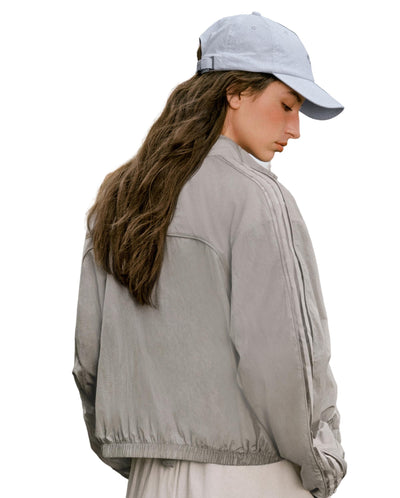 1913612-033 | WOMEN'S LOOSE FIT CROPPED SIDE STRIPES JACKET | DRIZZLE