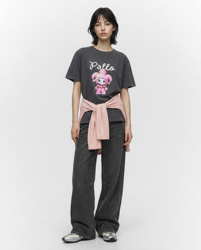 1913614-129 | WOMEN'S PALLA PRINTED LOOSE FIT COTTON T-SHIRT | SMOKED PEARL