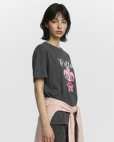 1913614-129 | WOMEN'S PALLA PRINTED LOOSE FIT COTTON T-SHIRT | SMOKED PEARL