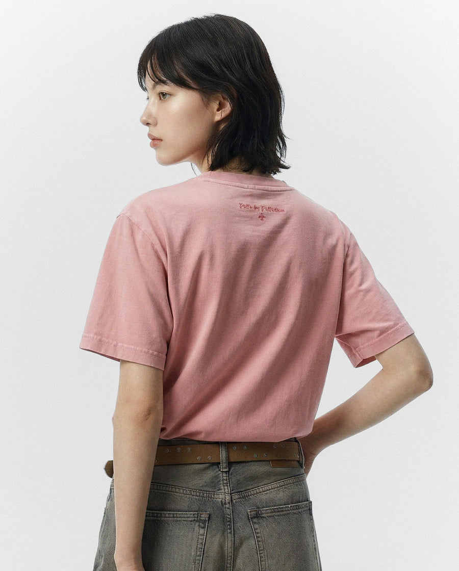 1913614-637 | WOMEN'S PALLA PRINTED LOOSE FIT COTTON T-SHIRT | SILVER PINK