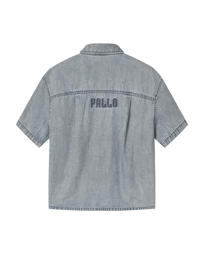 1913617-452 | WOMEN'S IRIS LOGO LOOSE FIT DENIM SHIRT | ASHLEY BLUE