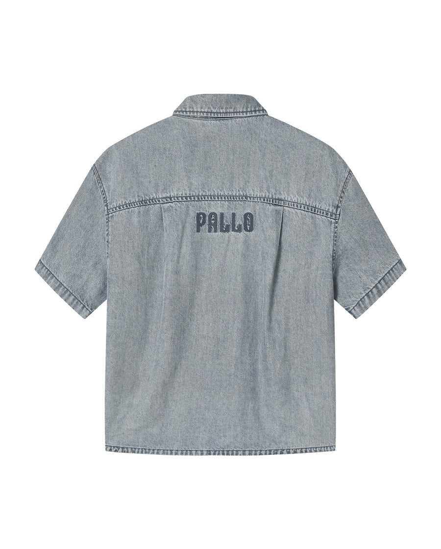 1913617-452 | WOMEN'S IRIS LOGO LOOSE FIT DENIM SHIRT | ASHLEY BLUE