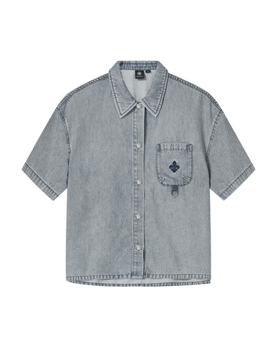 1913617-452 | WOMEN'S IRIS LOGO LOOSE FIT DENIM SHIRT | ASHLEY BLUE