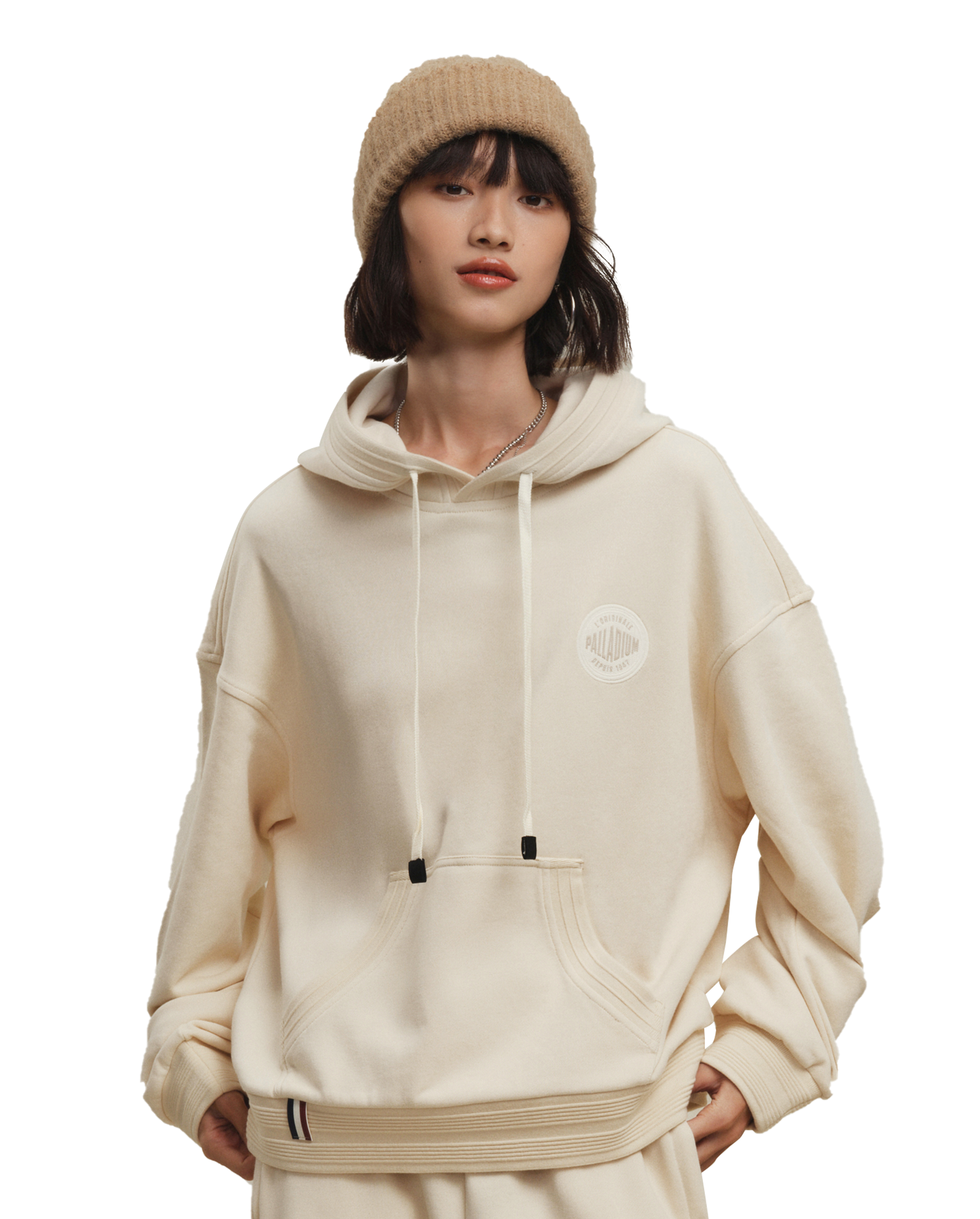 197826-295 | WOMEN'S LOGO DROPPED SHOULDERS COTTON HOODIE | BIRCH
