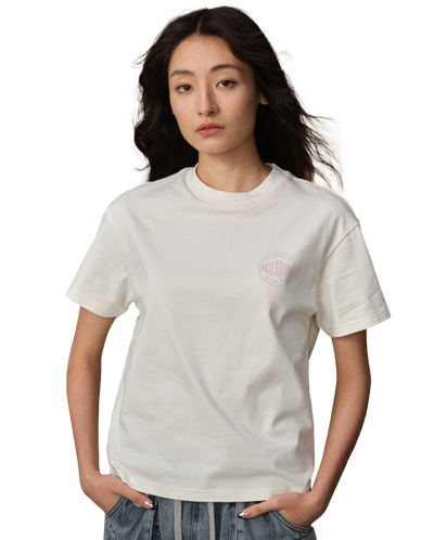 199745-262 | WOMEN'S PALLADIUM LOGO COTTON T-SHIRT | MARSHMALLOW