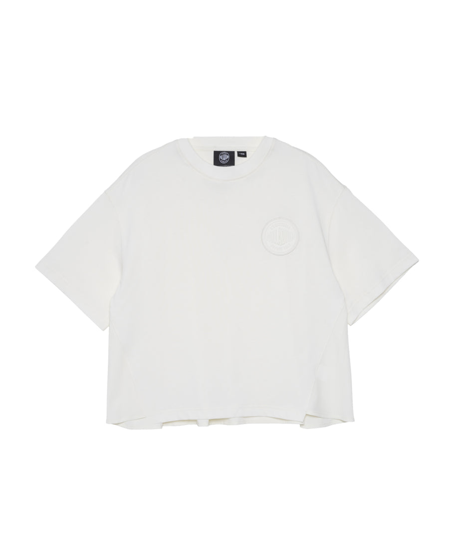 199746-262 | WOMEN'S PALLADIUM LOGO LOOSE FIT CROPPED T-SHIRT | MARSHMALLOW