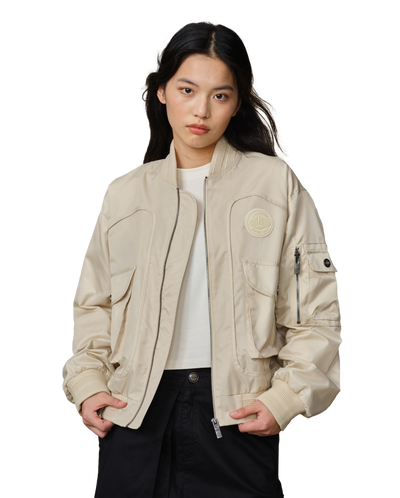 199751-043 | WOMEN'S PALLADIUM LOGO BOMBER JACKET | OYSTER GRAY