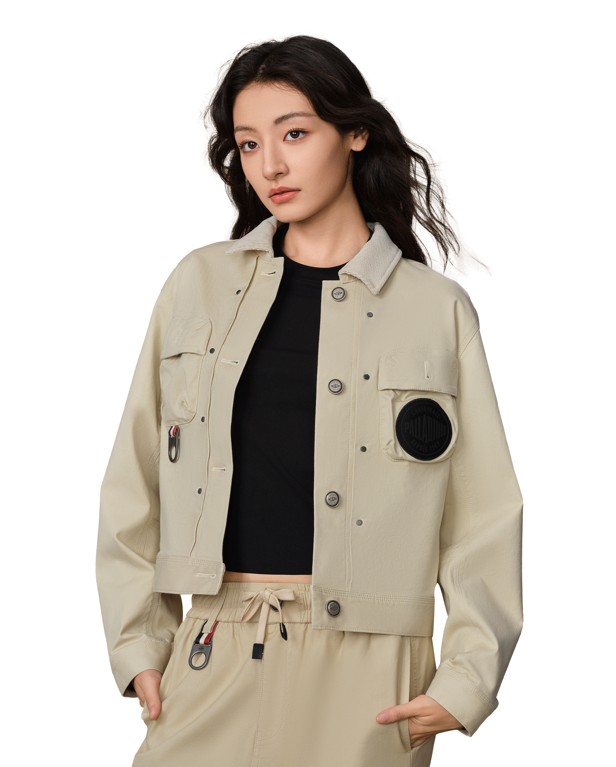 199752-043 | WOMEN'S PALLADIUM LOGO CARGO JACKET | OYSTER GRAY