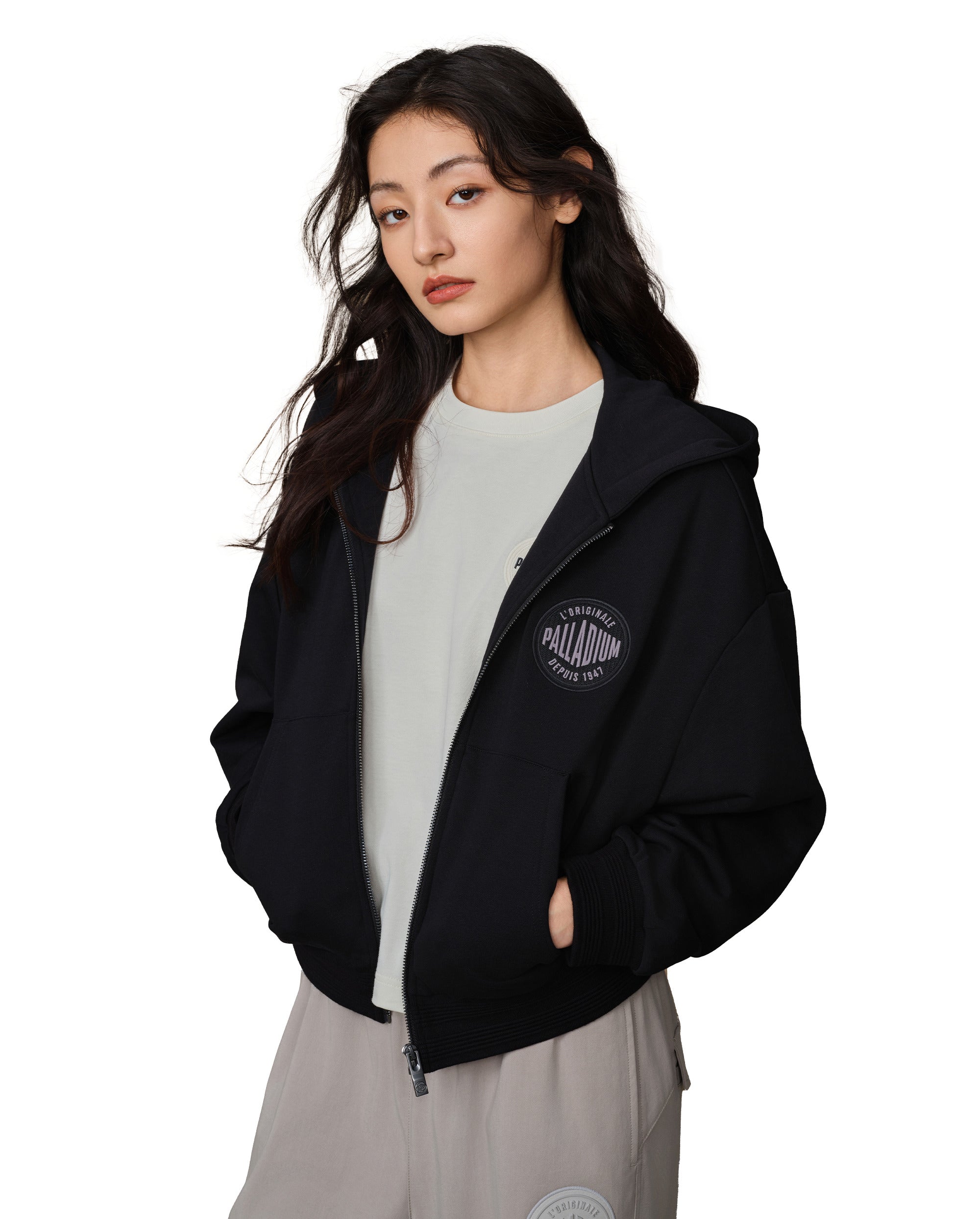 199756-032 | WOMEN'S LOGO DROPPED SHOULDERS HOODED JACKET | TAP SHOE