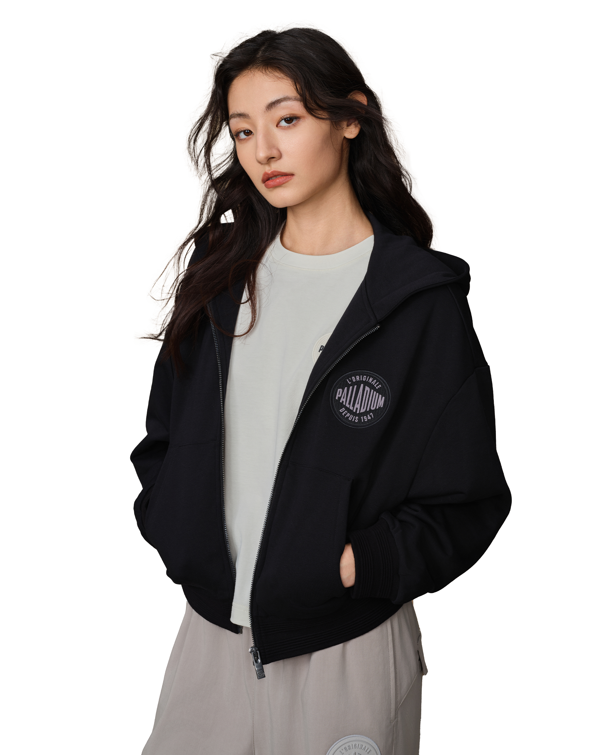 199756-032 | WOMEN'S LOGO DROPPED SHOULDERS HOODED JACKET | TAP SHOE