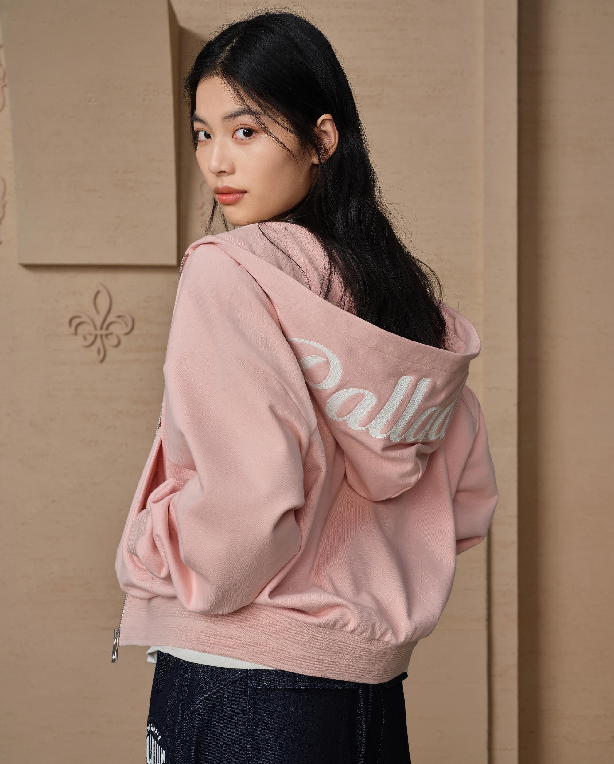 199756-635 | WOMEN'S LOGO DROPPED SHOULDERS HOODED JACKET | ROSE SMOKE