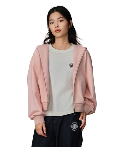 199756-635 | WOMEN'S LOGO DROPPED SHOULDERS HOODED JACKET | ROSE SMOKE