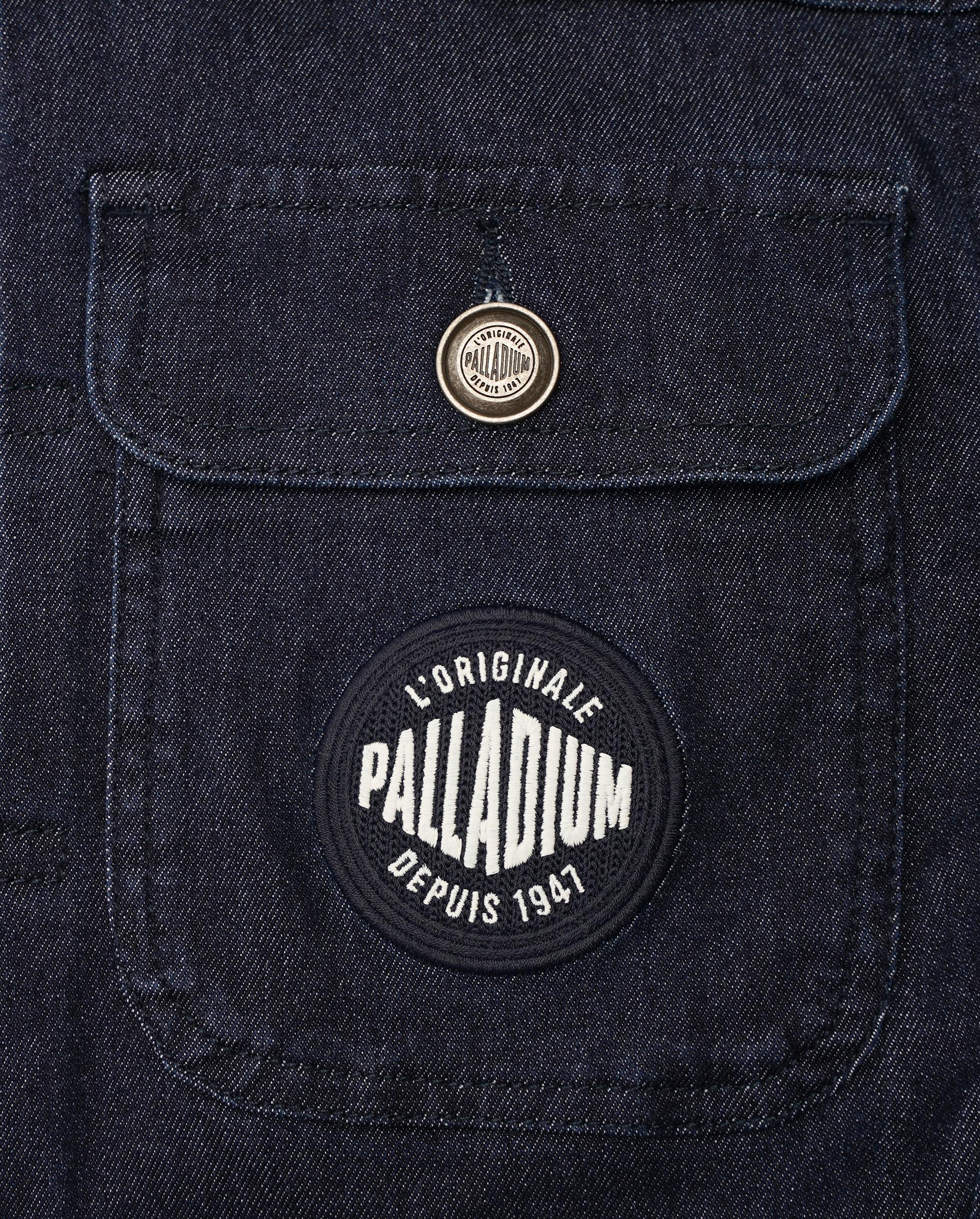 199757-467 | WOMEN'S PALLADIUM LOGO CROPPED DENIM JACKET | SKY CAPTAIN