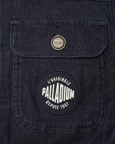 199757-467 | WOMEN'S PALLADIUM LOGO CROPPED DENIM JACKET | SKY CAPTAIN