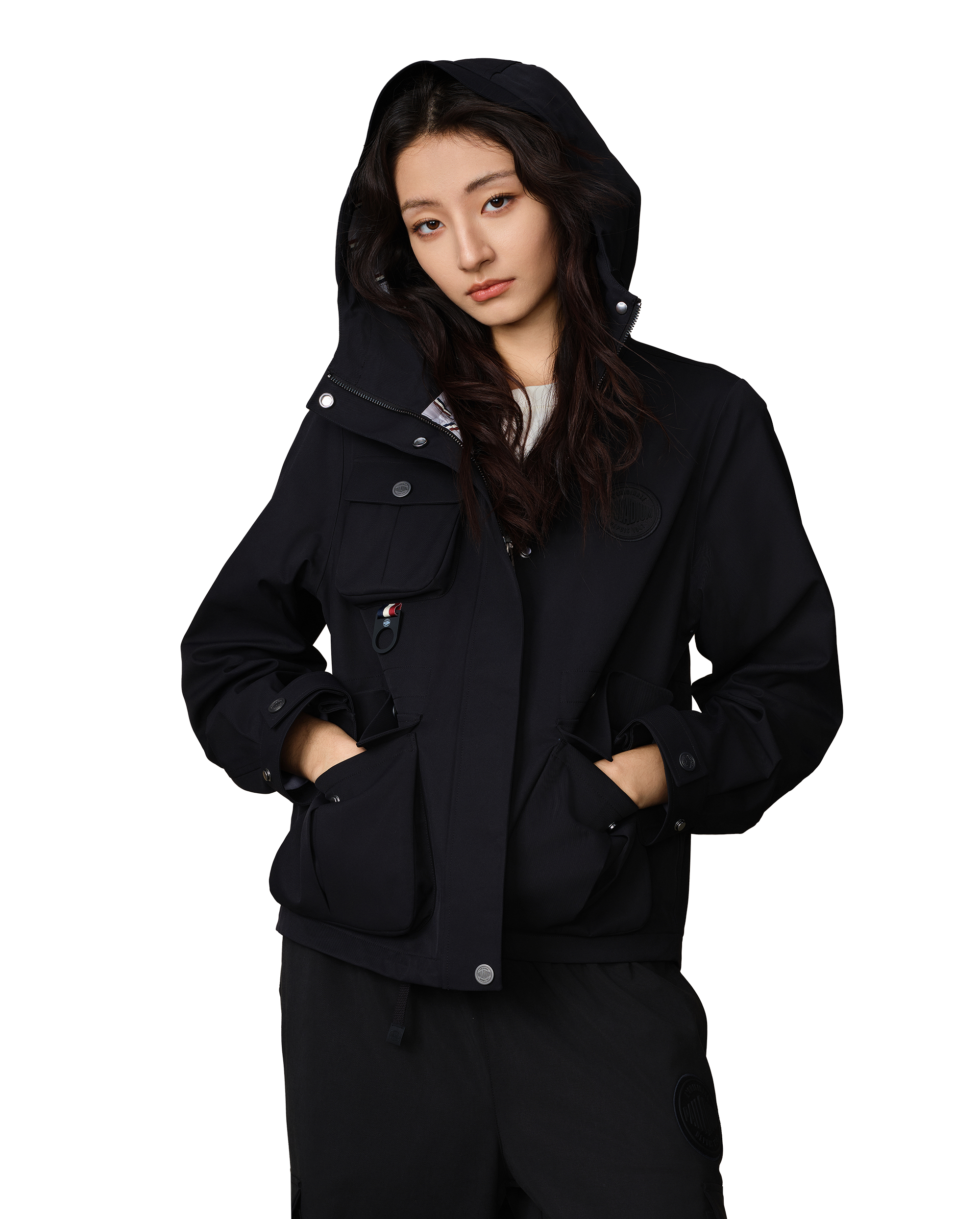 199769-032 | WOMEN'S PALLADIUM LOGO CARGO HOODED JACKET | TAP SHOE