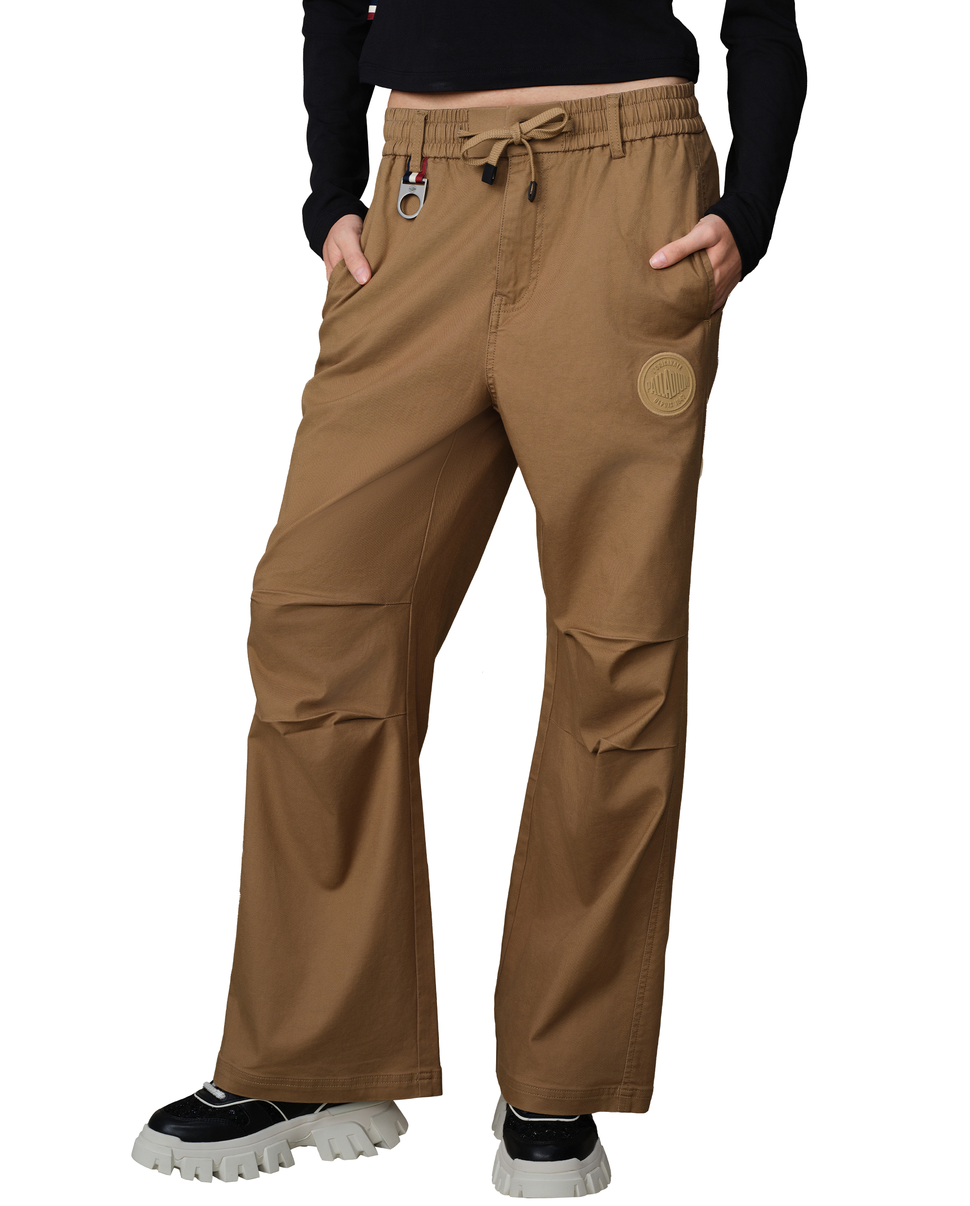 199787-301 | WOMEN'S PALLADIUM LOGO WIDE-LEG PANTS | PETRIFIED OAK