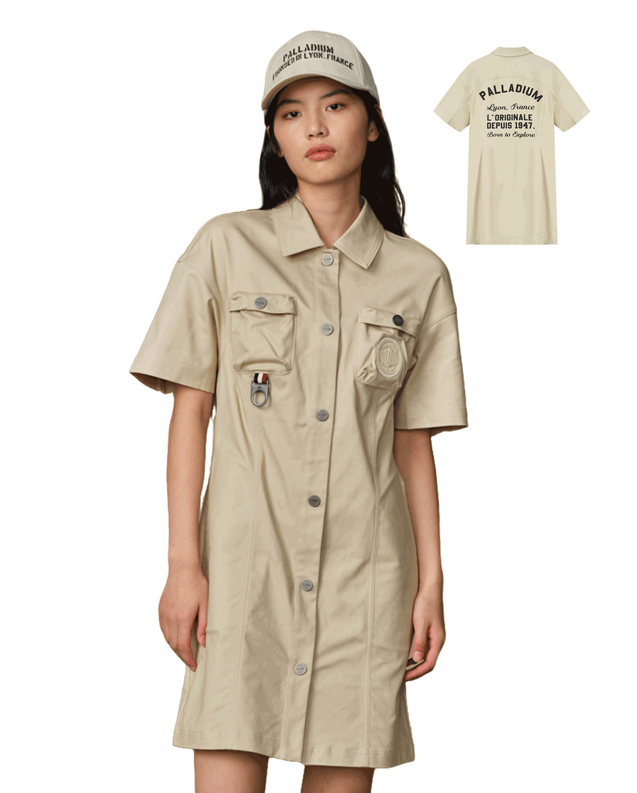 199794-043 | WOMEN'S PALLADIUM LOGO POCKETS DRESS | OYSTER GRAY
