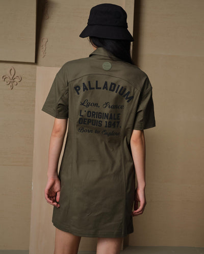 199794-367 | WOMEN'S PALLADIUM LOGO POCKETS DRESS | TEA LEAF