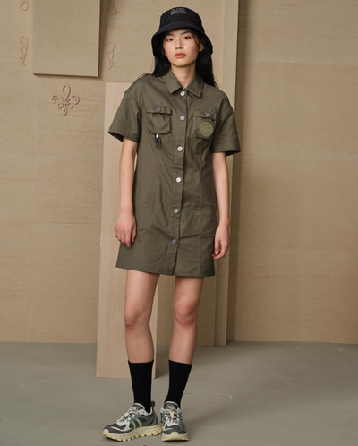 199794-367 | WOMEN'S PALLADIUM LOGO POCKETS DRESS | TEA LEAF