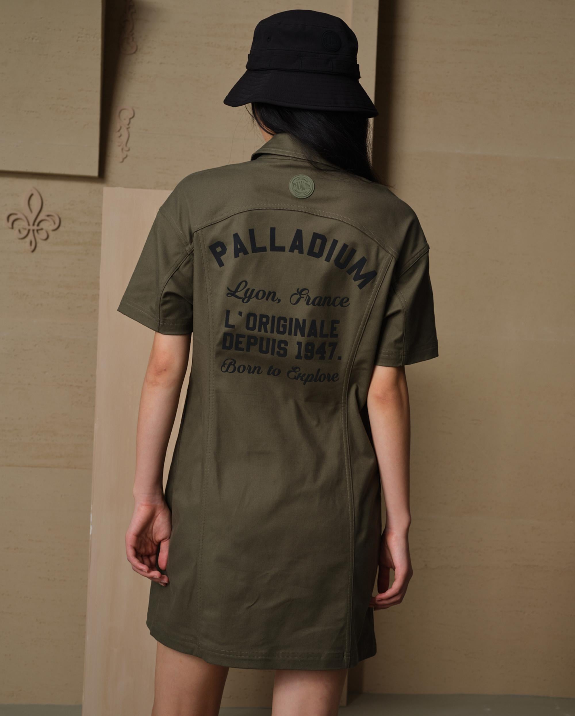 199794-367 | WOMEN'S PALLADIUM LOGO POCKETS DRESS | TEA LEAF