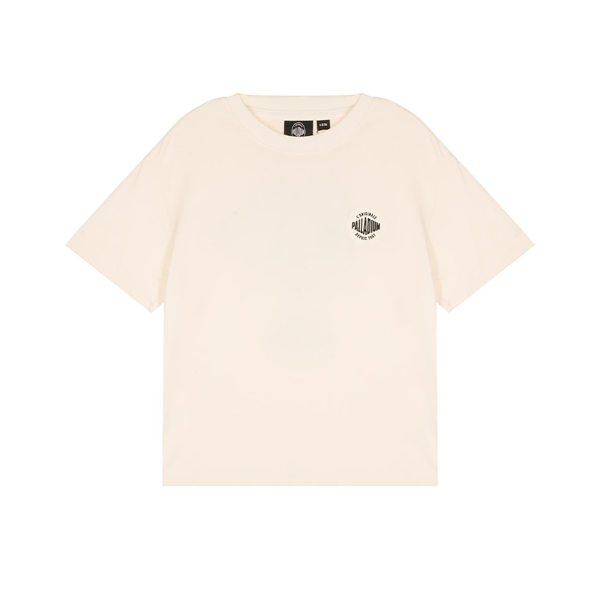 199812-262 | WOMEN'S PALLADIUM LOGO LOOSE FIT COTTON T-SHIRT | MARSHMALLOW