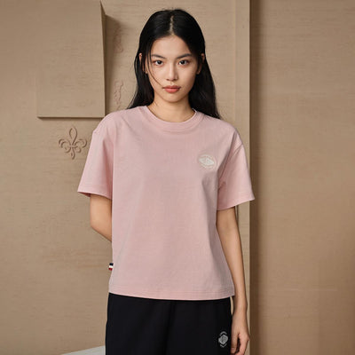 199812-635 | WOMEN'S PALLADIUM LOGO LOOSE FIT COTTON T-SHIRT | ROSE SMOKE