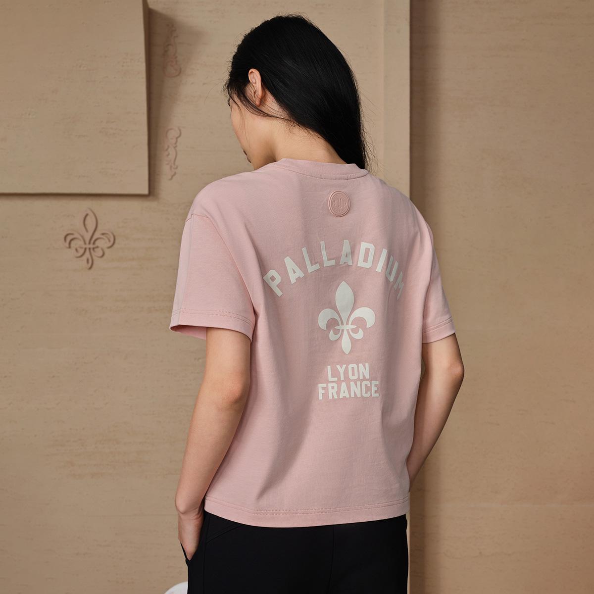 199812-635 | WOMEN'S PALLADIUM LOGO LOOSE FIT COTTON T-SHIRT | ROSE SMOKE