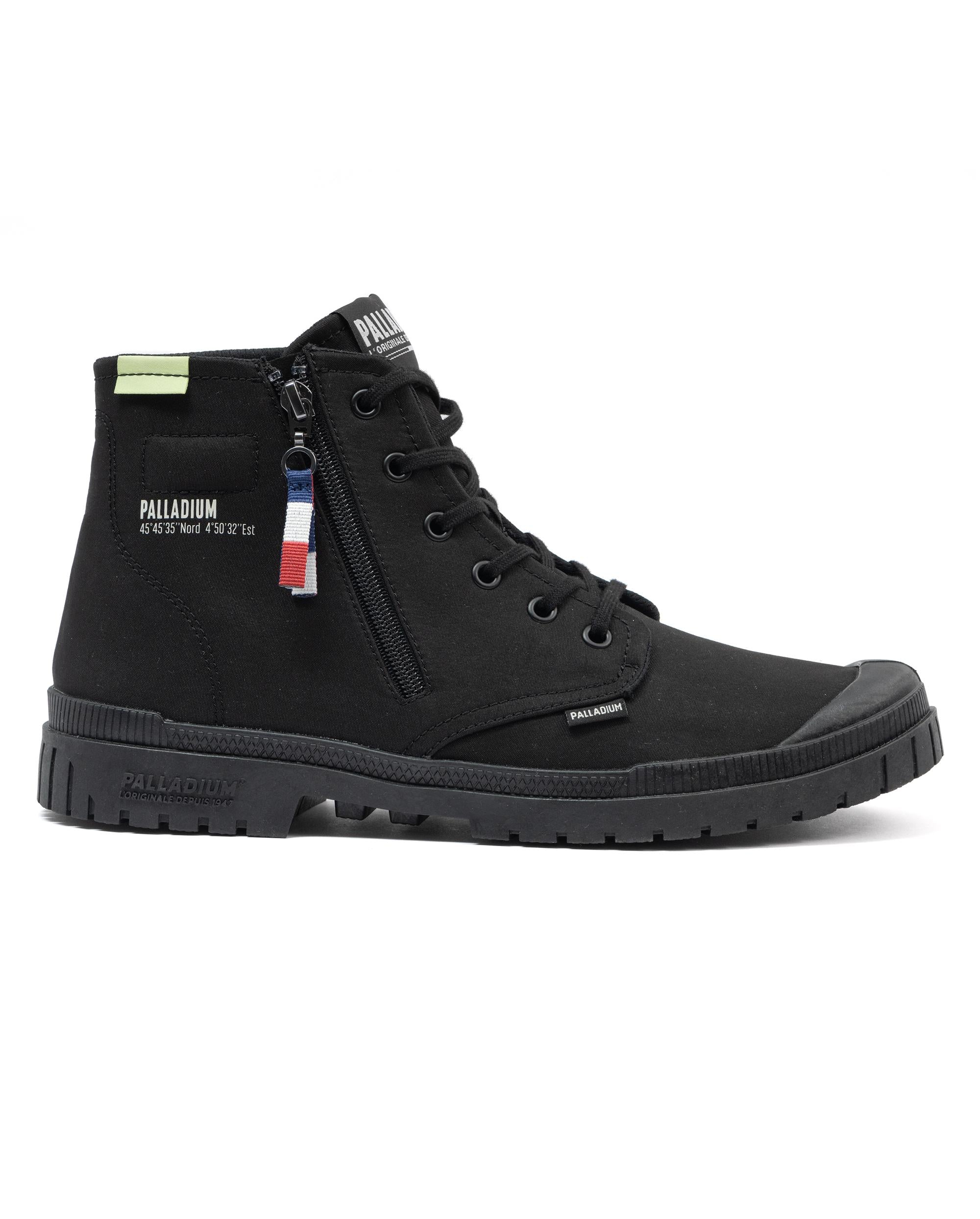 74407-001-M | UNISEX SP20 HI TECH OUTZIP HIGH-TOP SHOES SNEAKERS | BLACK/BLACK