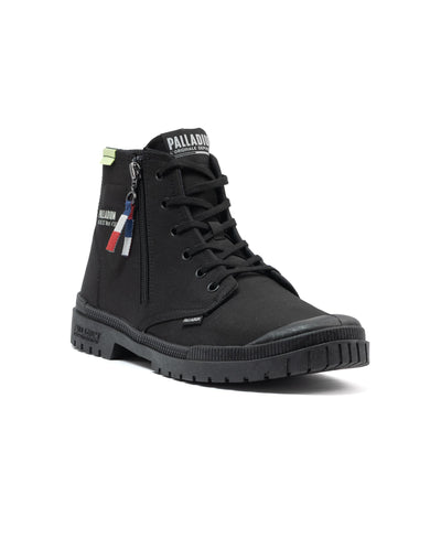 74407-001-M | UNISEX SP20 HI TECH OUTZIP HIGH-TOP SHOES SNEAKERS | BLACK/BLACK