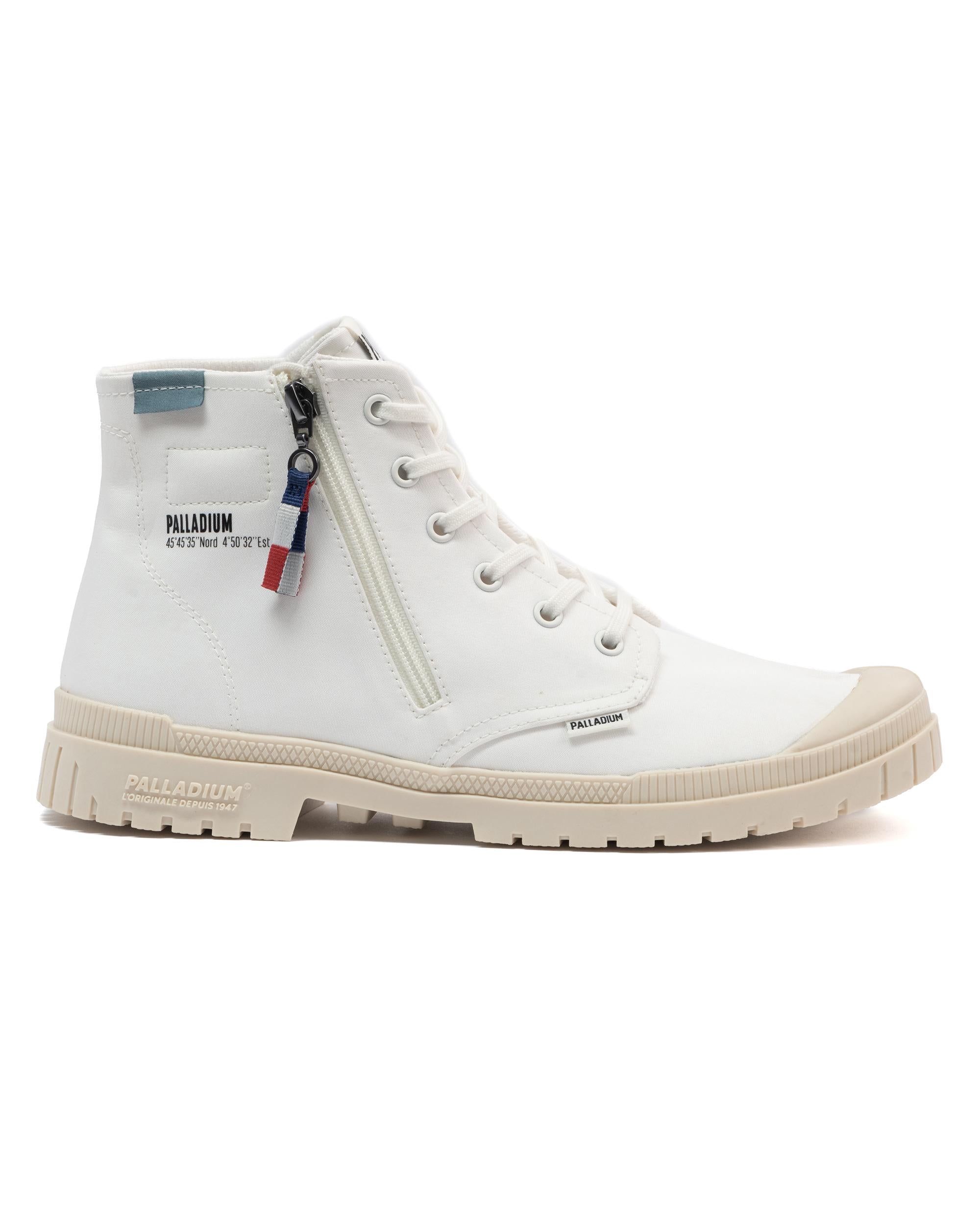74407-186-M | UNISEX SP20 HI TECH OUTZIP HIGH-TOP SHOES SNEAKERS | STAR WHT/ALMND MLK