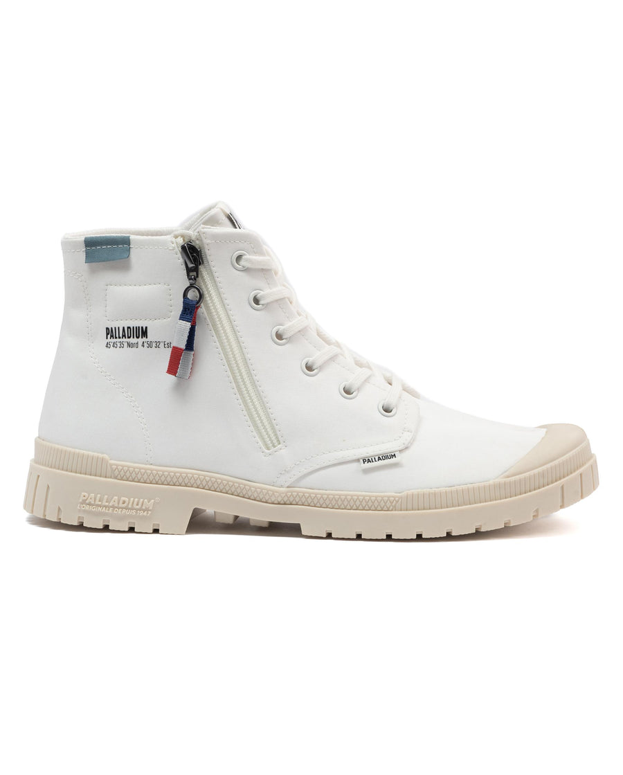 74407-186-M | UNISEX SP20 HI TECH OUTZIP HIGH-TOP SHOES SNEAKERS | STAR WHT/ALMND MLK